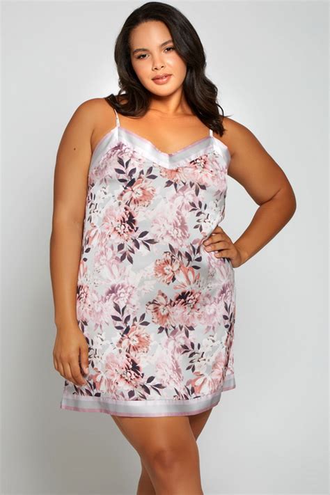 Plus Size Satin V-Neck Sleep Chemise - Spicy Lingerie