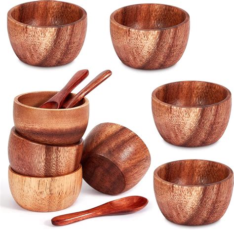 Amazon.com: Didaey 8 Pcs Small Wooden Dipping Bowls Condiments Mini ...
