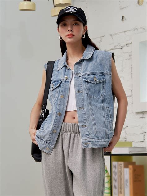 DAZY Flap Detail Denim Vest Jacket | Denim vest outfit, Sleeveless ...