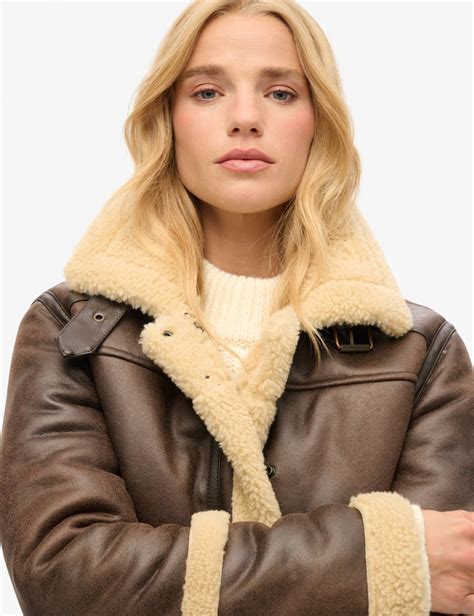 Faux Shearling Cropped Aviator Jacket | Superdry | M&S