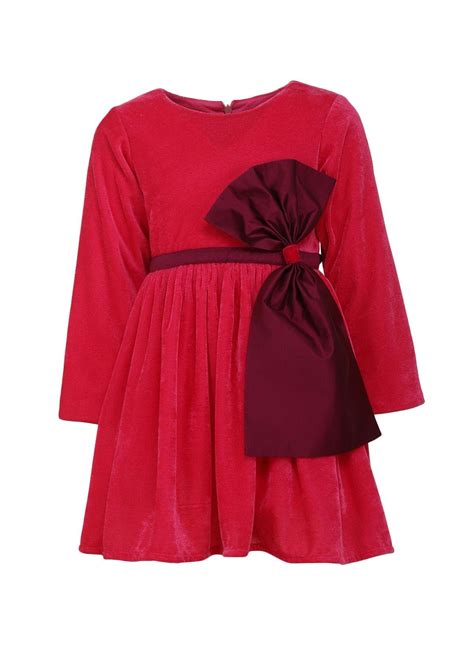 Red Bow Dress Full Sleeves – A Little Fable
