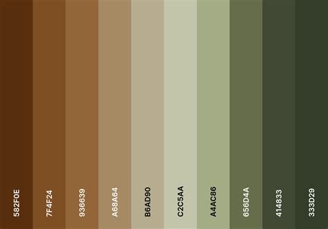 an image of the color scheme for different shades of brown, green, and ...