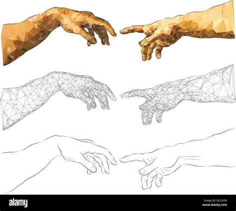 Michelangelo's near-touching hands of God and Adam Stock Vector Image ...