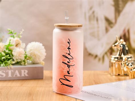 Personalized Glass Tumbler,custom Beer Can Glass With Lid and Straw ...
