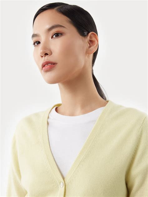 Tender Yellow V-Neck Cardigan for Women | GOBI Cashmere