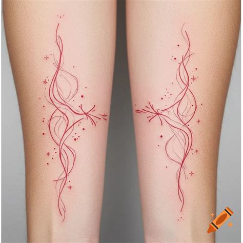 Two red string of fate watercolor tattoos on Craiyon