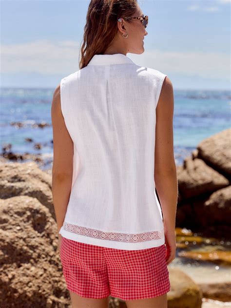 Buy White Sleeveless Shirt With Linen from the Next UK online shop
