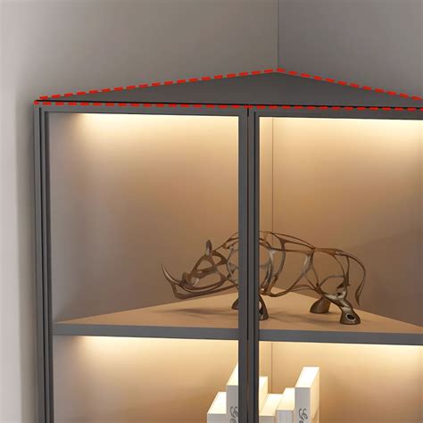 Corner Modern Accent Cabinet with Black Metal Base and Glass Doors ...
