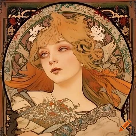 Alphonse mucha artwork on Craiyon