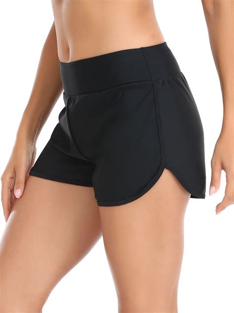 RELLECIGA Women's High Waisted Swim Shorts Swimsuit Bottoms Board ...