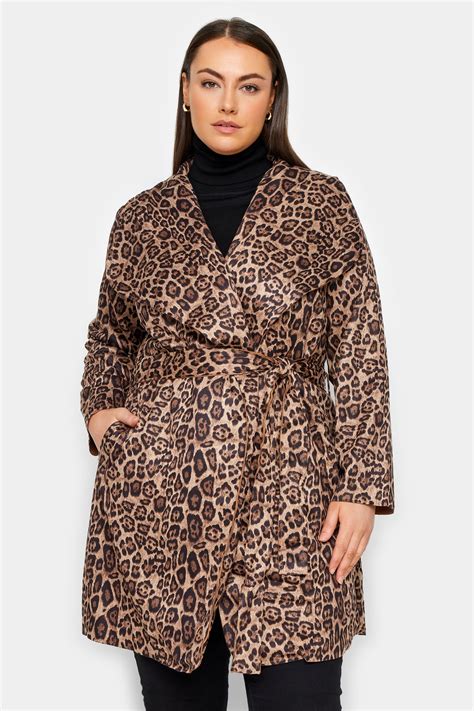 Evans Brown Leopard Print Wrap Coat | Evans