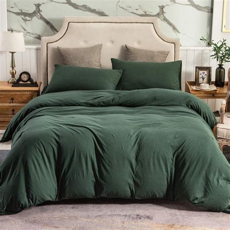 5 Pcs Forest Green Cotton Duvet Cover Set Queen Bedding King - Etsy UK