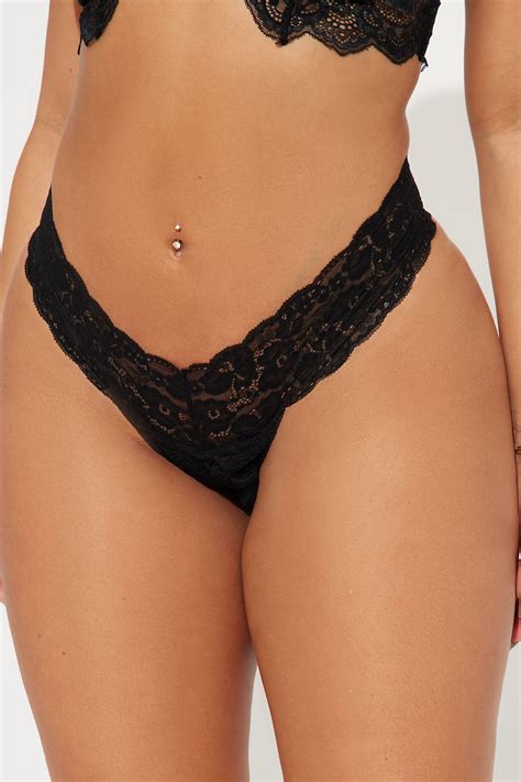 Wildflower Lace Thong Panty - Black | Fashion Nova