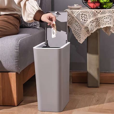 TINANA Small Trash Can with Lid, 3 Pack 10L Plastic Trash Bin, 2.6 ...