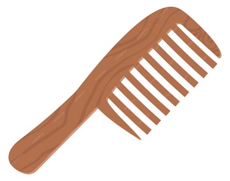 Premium Vector | Wooden hair comb cartoon wide tooth brush icon