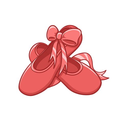 Red pointe shoes clipart with bow, ballet shoes simple flat vector ...