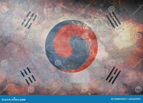 Retro Flag of Korea 1882 1910, Asia with Grunge Texture. Flag Representing Extinct Country ...