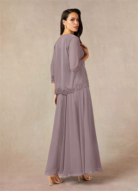 Dusk Azazie Devana A-Line Sequins Chiffon Ankle-Length Dress | Azazie