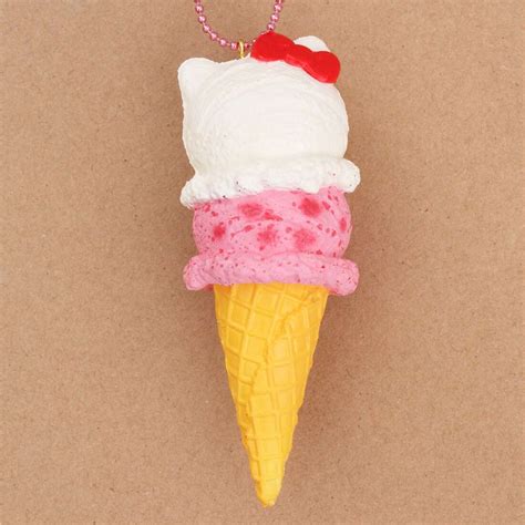 Hello Kitty white pink ice cream light orange cone squishy - modes4u