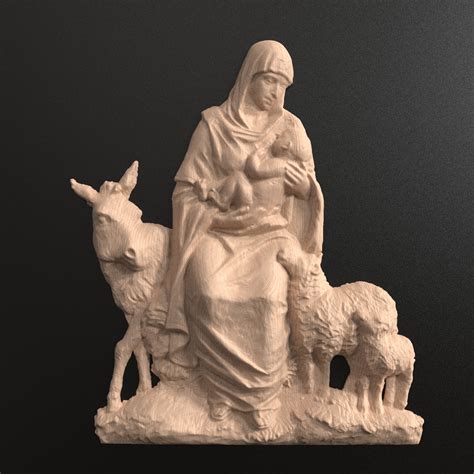 3D Relief STL File of a Nativity Scene With Mary and Baby - Etsy