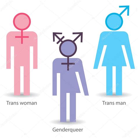 Iconos transgénero: mujer trans, hombre trans, género queer vector, gráfico vectorial ...