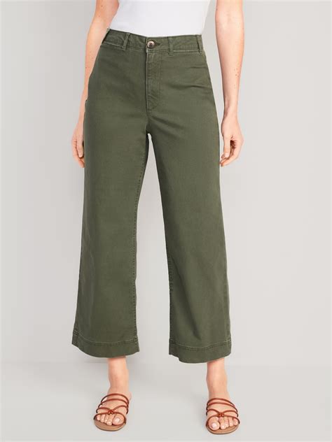 High-Waisted Crop Chino Wide-Leg Pants | Old Navy