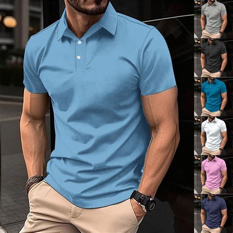 cllios Classic Golf Shirts for Men Solid Color Casual Short Sleeve ...
