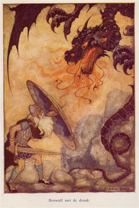 Beowulf Fights Dragon Drawing
