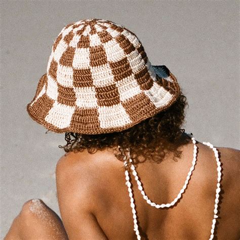 Made by Minga | Unisex Crochet Checkered Bucket Hat | Handmade ...