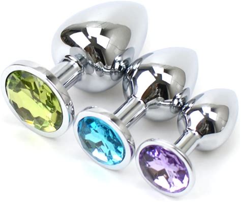 Peety Diamond, Plug Anal Metálico. Dilatador Sexual para hombre y mujer. Set de 3 Anal Plug ...