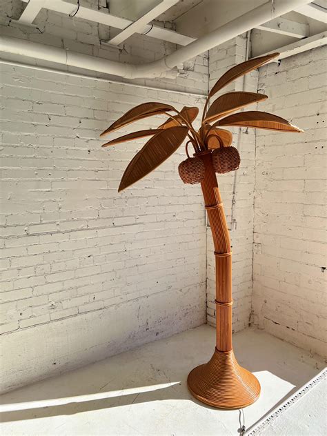 Rattan Palm Tree Floor Lamp after Mario Lopez Torrez c. 1980's For Sale ...