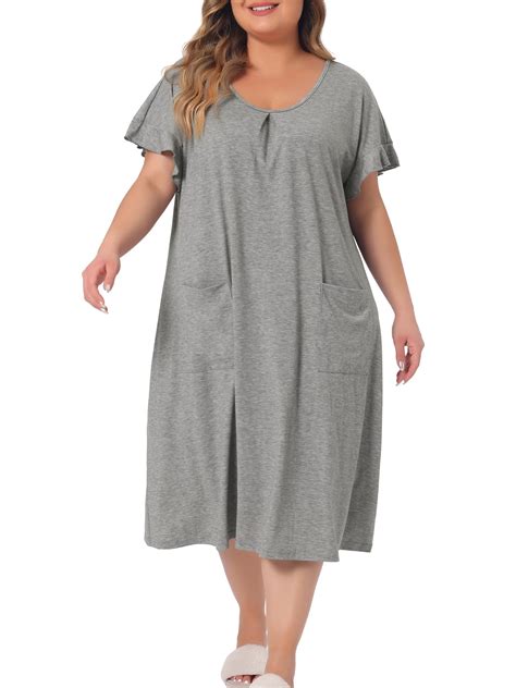 Agnes Orinda Women's Plus Size Nightgowns Pajamas Short Sleeve V Neck ...