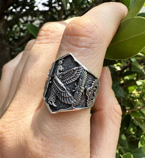 Hathor Goddess Ring 925 Sterling Silver Mother of Horus and Ra Scarab ...