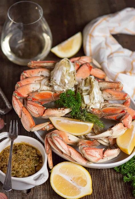 Steamed Dungeness Crab Legs with Garlic Herb Butter
