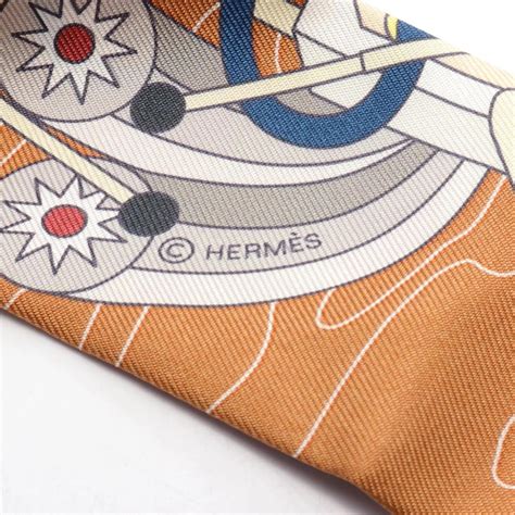 Hermès Hermes Twilly Odyssey Scarf Brown Multiple colors Silk ref ...
