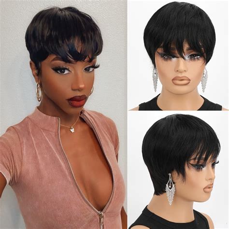 Amazon.com : INSTASTYLE Pixie Cut Wig Human Hair Wigs for Black Women ...