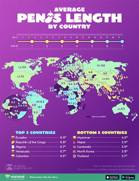 Mapped: Average Penis Length by Country
