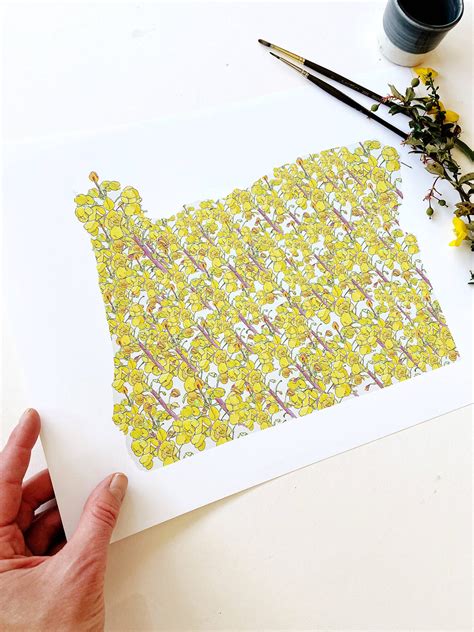 Oregon State Flower Map - ART PRINT : Watercolor / 8" x 10" - Pine & Moss