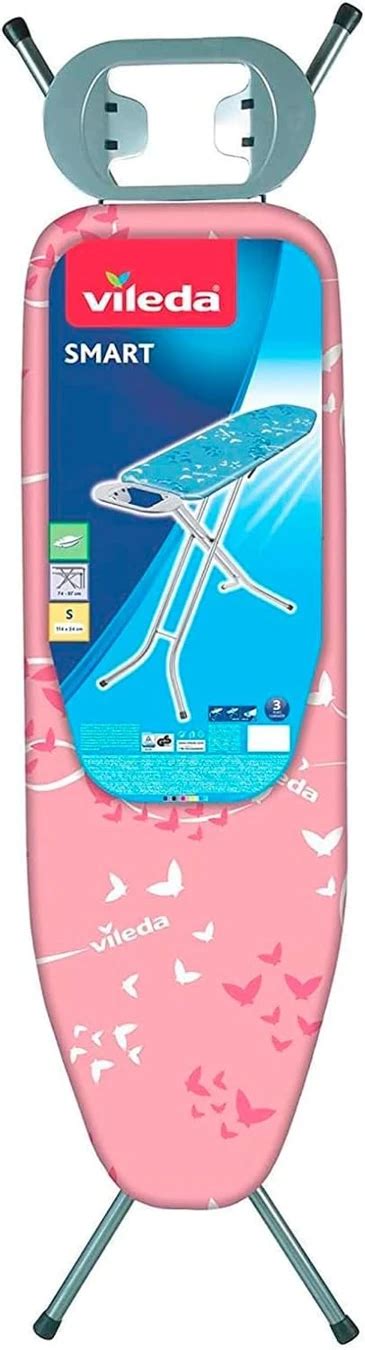 Asse Da Stiro Vileda Golden - Con Griglia Portabiancheria, Portacaldaia, Antenna Tendifilo, Altezza Regolabile (73-94 Cm), Bianco, 154x45x93 Cm