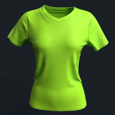 Lime Green Women's V-neck Shirt | Women Clothing models | BlenderKit