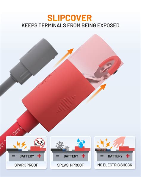 Ampeak 6 AWG 3FT Safety Battery Cables with Slipcover