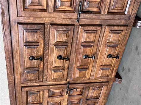 Spanish Buffet or Cabinet with Thre Doors and Central Drawers with Iron ...