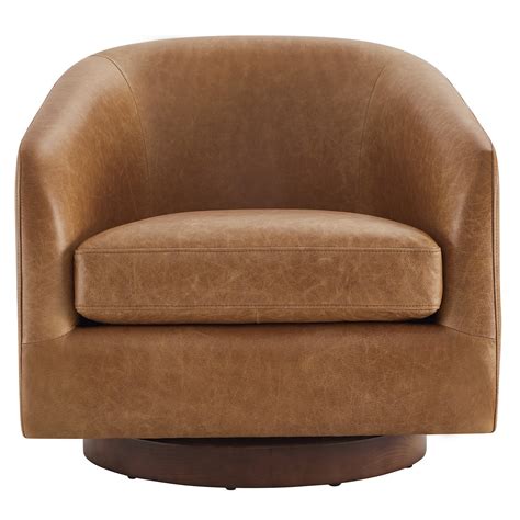 AllModern Bennett Genuine Leather Swivel Barrel Chair & Reviews | Wayfair