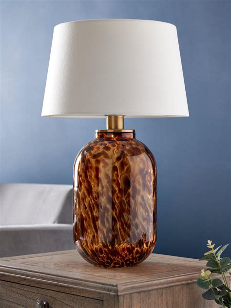 John Lewis Tortoiseshell Glass Table Lamp, Brown