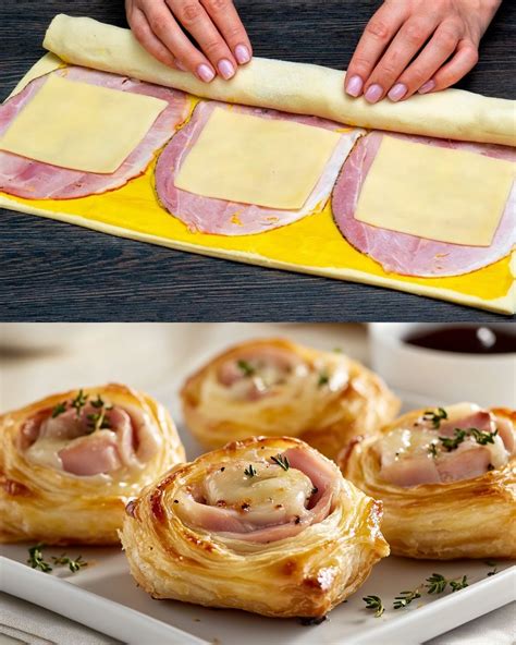 Ham and Cheese Puff Pastry Pinwheels are a crowd-pleasing appetizer or ...