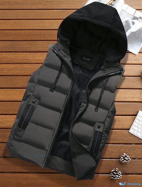 OrcaJump - Mens Puffer Vest Gilet Breathable Daily Going out Plain ...