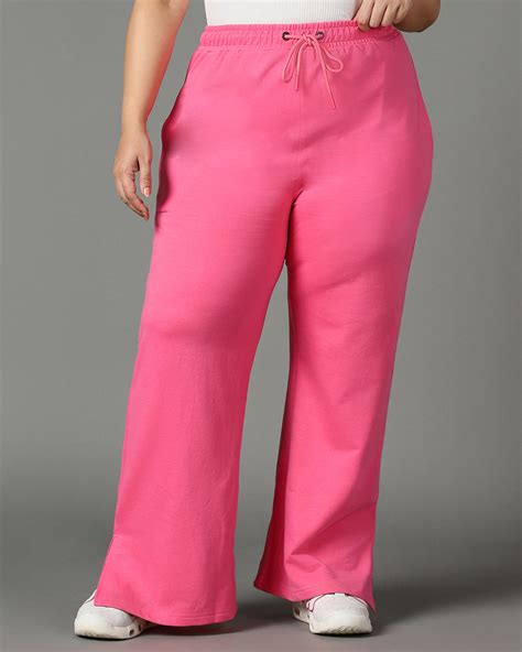 Buy Women's Pink Plus Size Flared Trousers Online at Bewakoof
