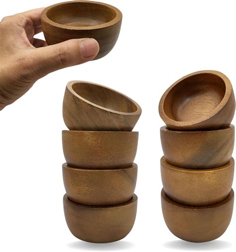 Amazon.com: gwynth Small Round Acacia Wood Bowls 8 Pcs, 2.8" Diameter ...