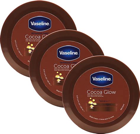Amazon.com : Vaseline Cocoa Glow Moisturizer Body Cream, 3-Pack, 5.07 FL Oz Each, 3 Jars ...
