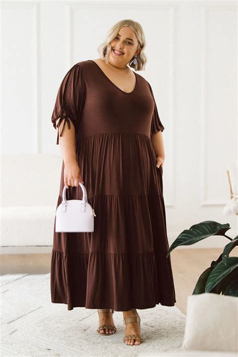 Plus Size Brown Dress - Embrace Elegance & Comfort in Harlow Dress ...